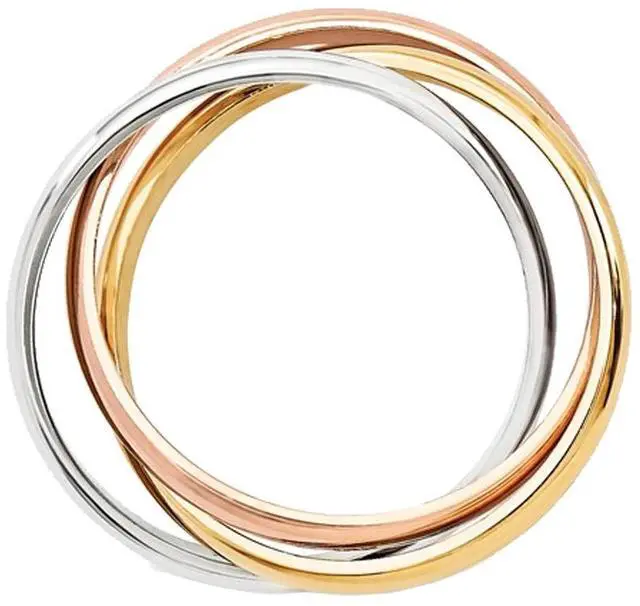 Alt view image 5 of 5 - Ladies Tri-Color Yellow, Pink and White Interlocking 14K Gold Ring