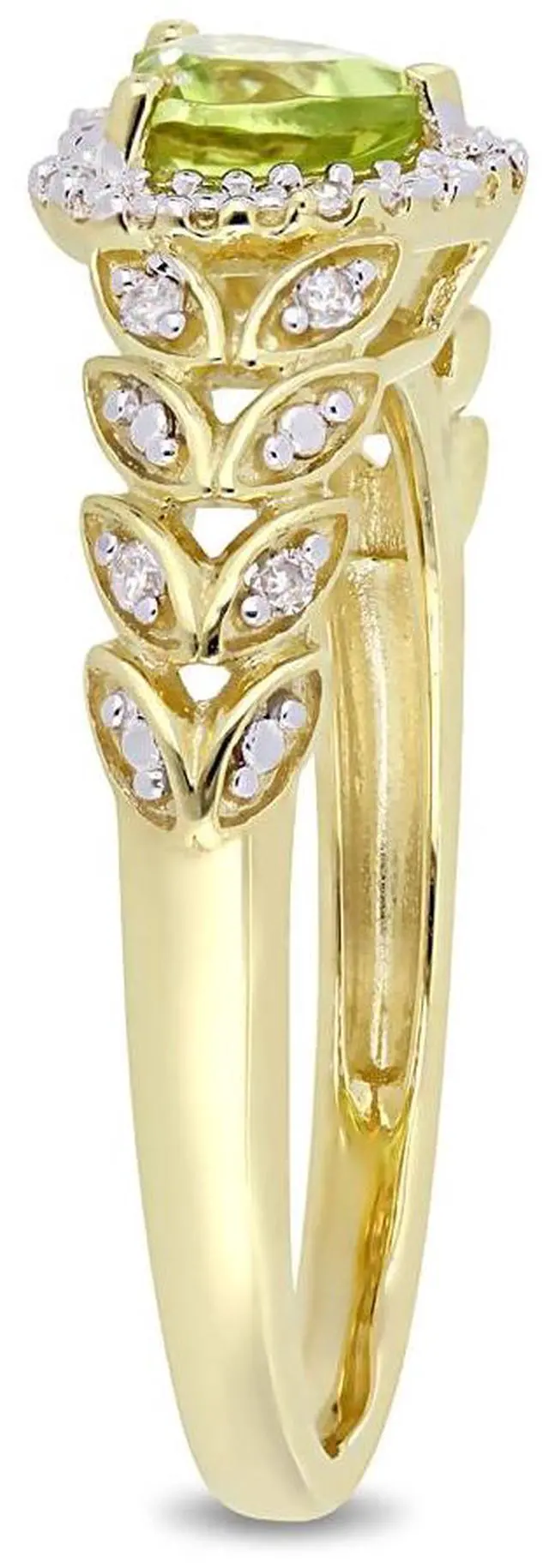 Alt view image 3 of 5 - 1/2 Carat (cw) Natural Peridot Promise Heart Ring in 10K Yellow Gold with Diamonds