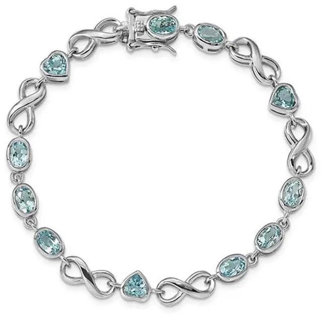 Main image of 5.90 Carat (ctw) Blue Topaz Infinity Heart Bracelet in Sterling Silver (7.75 Inches)
