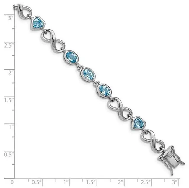 Alt view image 2 of 4 - 5.90 Carat (ctw) Blue Topaz Infinity Heart Bracelet in Sterling Silver (7.75 Inches)