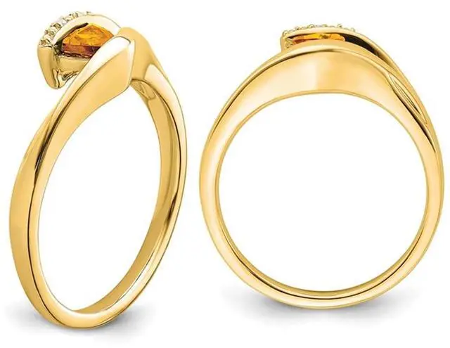 Alt view image 3 of 5 - 1/4 Carat (ctw) Solitaire Trillion Citrine Ring in 14K Yellow Gold