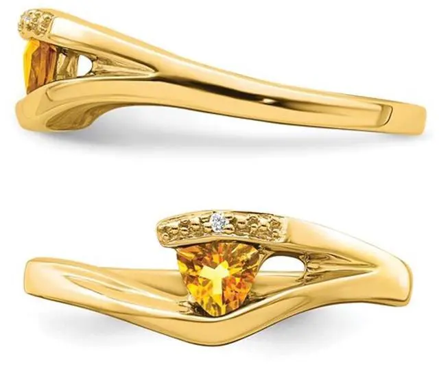 Alt view image 4 of 5 - 1/4 Carat (ctw) Solitaire Trillion Citrine Ring in 14K Yellow Gold