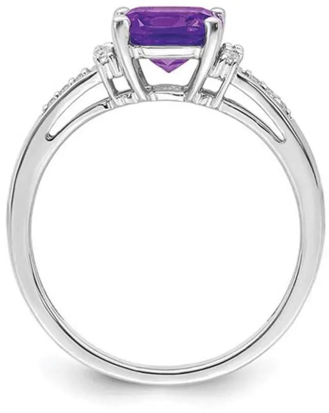 Alt view image 2 of 4 - 1.75 Carat (ctw) Cushion-Cut Amethyst Ring in 14K White Gold with Diamonds