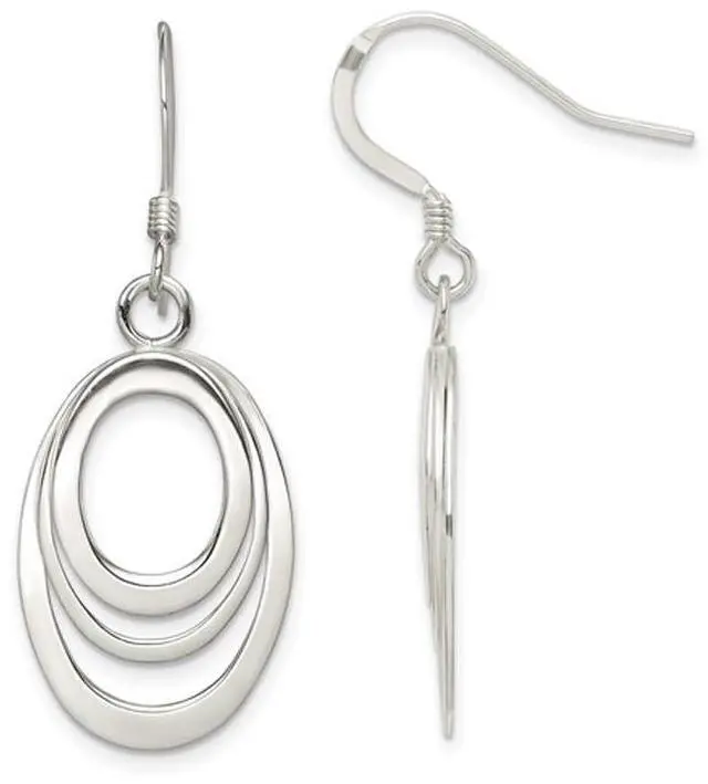 Main image of Oval Dangle Earrings in Polished Sterling Silver