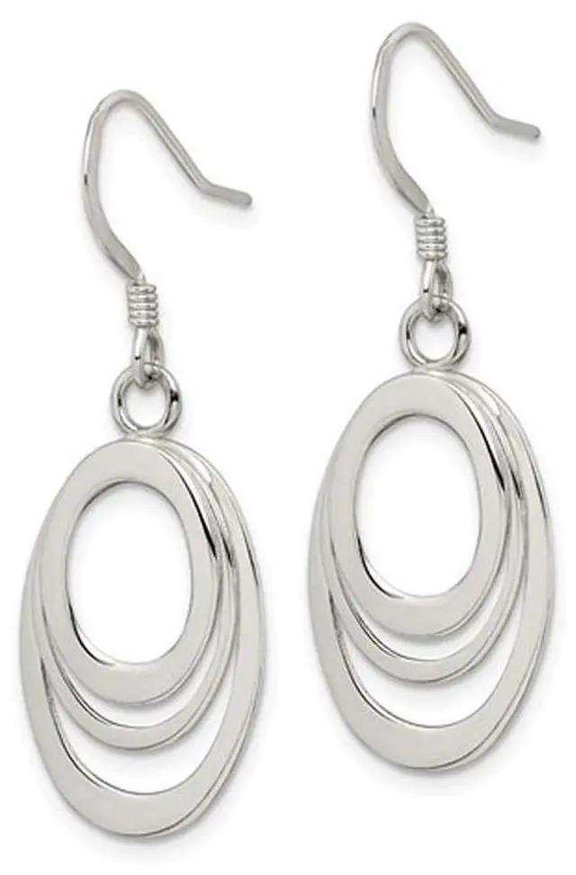 Alt view image 2 of 4 - Oval Dangle Earrings in Polished Sterling Silver