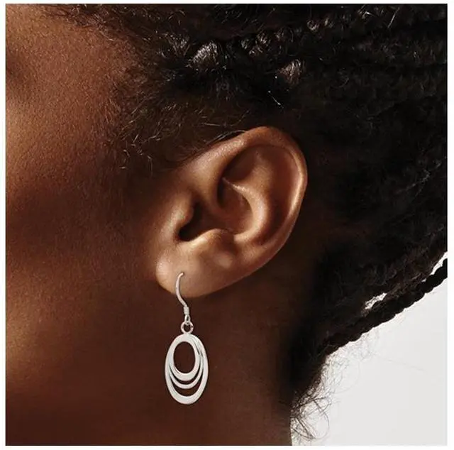 Alt view image 3 of 4 - Oval Dangle Earrings in Polished Sterling Silver