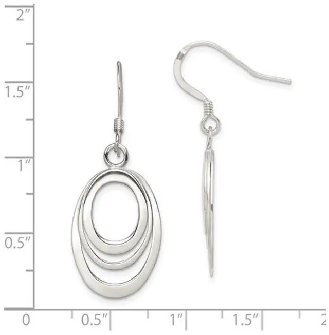 Alt view image 4 of 4 - Oval Dangle Earrings in Polished Sterling Silver