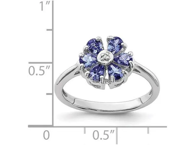 Alt view image 3 of 4 - Flower Tanzanite Ring 4/5 Carat (ctw) in Sterling Silver