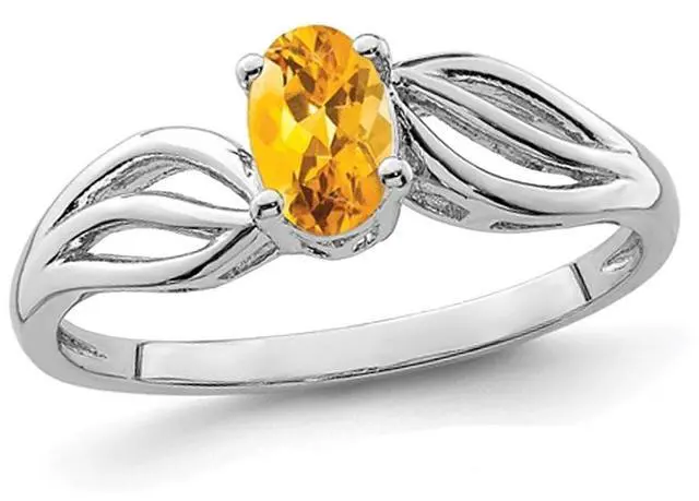 Main image of Oval Cut Citrine Ring 2/5 Carat (ctw) in Sterling Silver