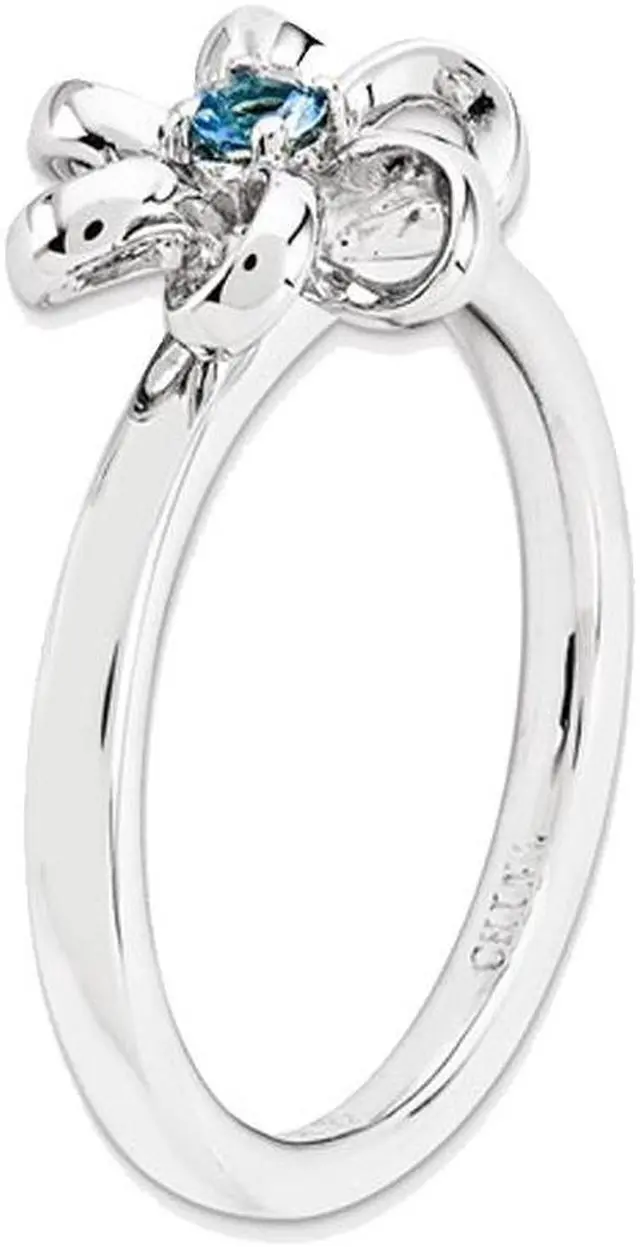 Alt view image 4 of 9 - 1/10 Carat (ctw) Blue Topaz Flower Ring in Sterling Silver