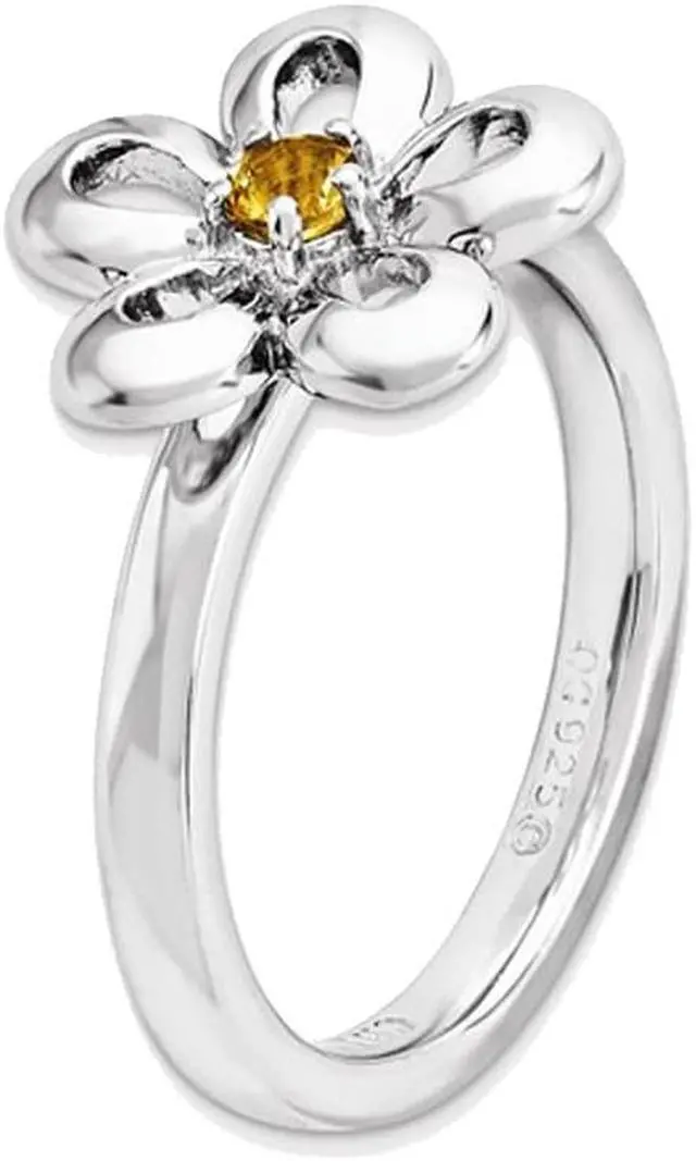 Alt view image 4 of 9 - 1/10 Carat (ctw) Citrine Flower Ring in Sterling Silver