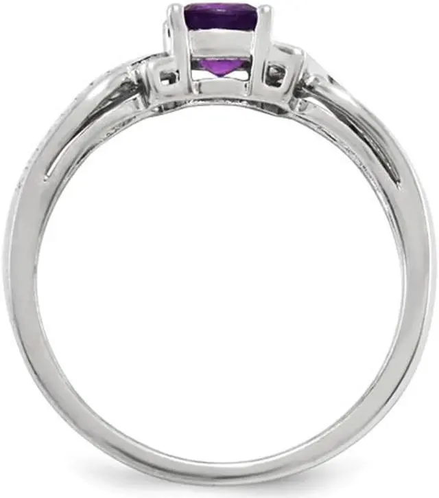 Alt view image 3 of 4 - Ladies Solitaire Rhodium Plated Sterling Silver Amethyst Ring 1/2 Carat (ctw)