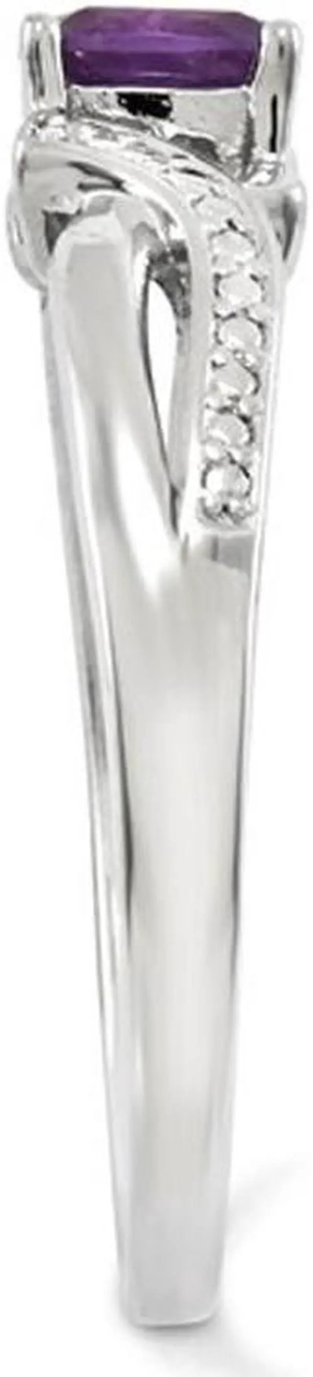 Alt view image 2 of 4 - Ladies Solitaire Rhodium Plated Sterling Silver Amethyst Ring 1/2 Carat (ctw)