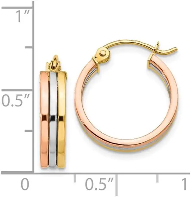Alt view image 2 of 4 - Small Hoop Earrings in 14K Yellow, White and Pink Gold 1/2 Inch (4.00 mm)