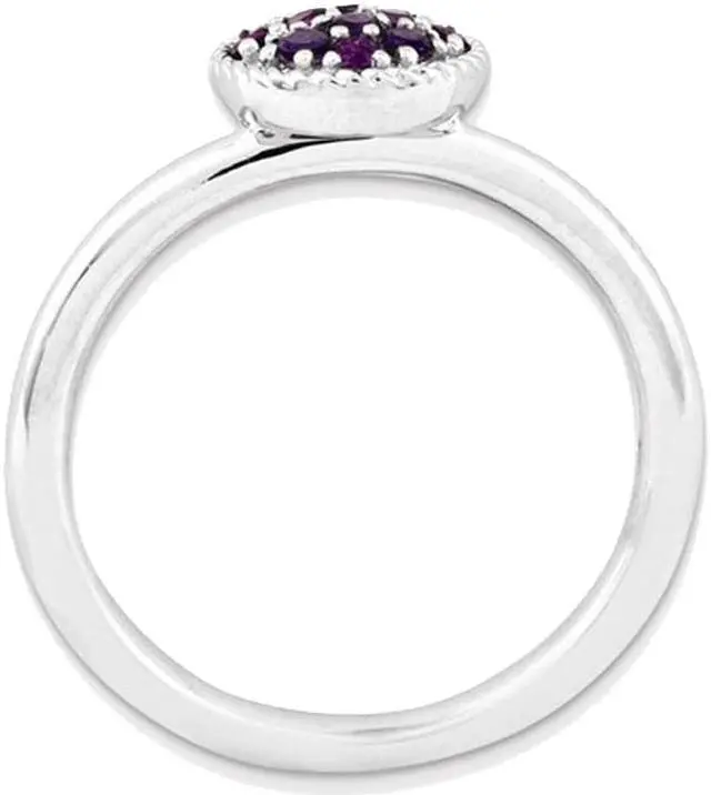 Alt view image 4 of 5 - 1/5 Carat (ctw) Purple Amethyst Cluster Ring in Sterling Silver