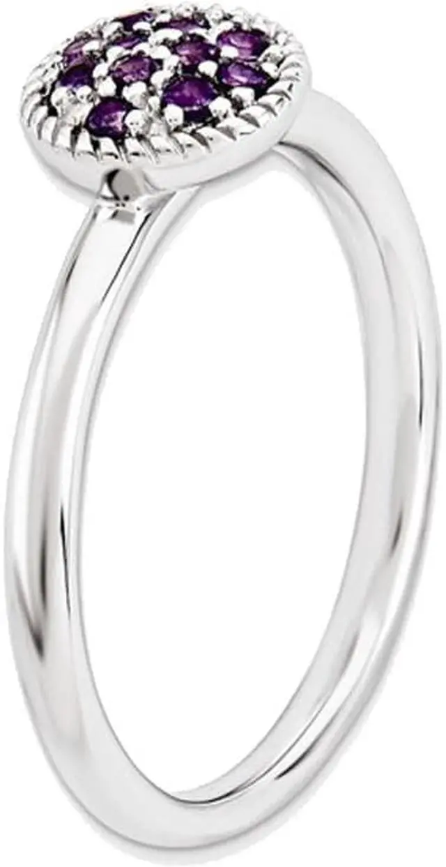 Alt view image 3 of 5 - 1/5 Carat (ctw) Purple Amethyst Cluster Ring in Sterling Silver