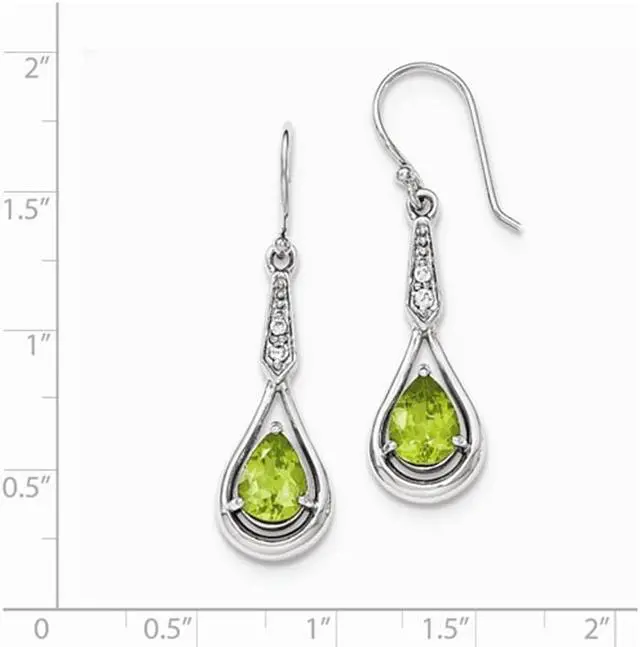 Alt view image 2 of 6 - 2.00 Carat (ctw) Peridot Dangle Drop Earrings in Sterling Silver
