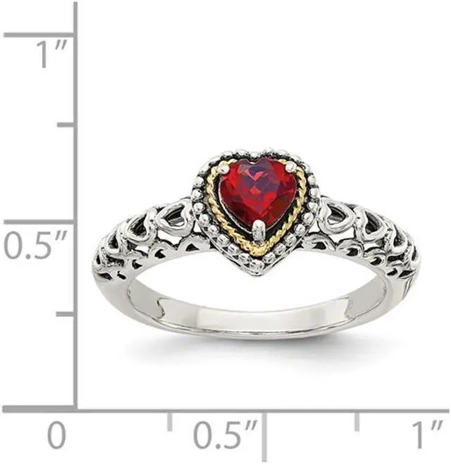 Alt view image 3 of 5 - 5mm Garnet Ring in Sterling Silver with 14K Gold Accents
