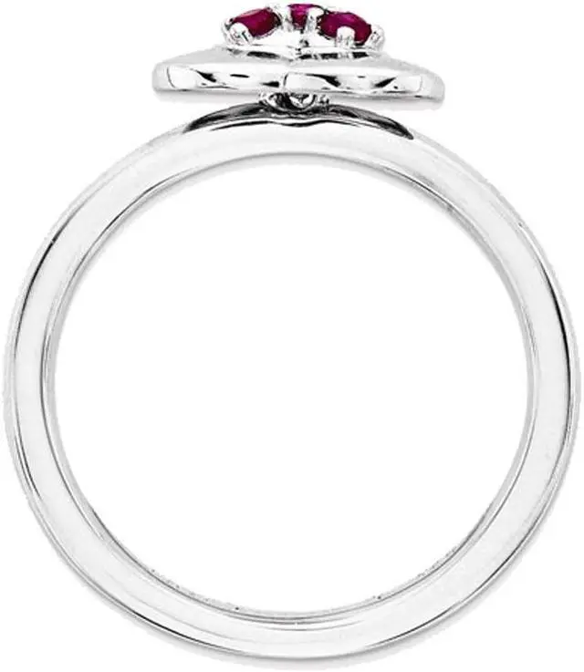 Alt view image 2 of 4 - Synthetic Lab Created Ruby Heart Promise Ring in Sterling Silver 1/4 Carat (ctw)