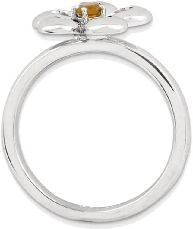 Alt view image 3 of 9 - 1/10 Carat (ctw) Citrine Flower Ring in Sterling Silver