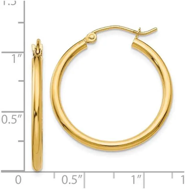 Alt view image 2 of 4 - 14K Yellow Gold Medium Classic Hoop Earrings 4/5 Inch (2.00mm)