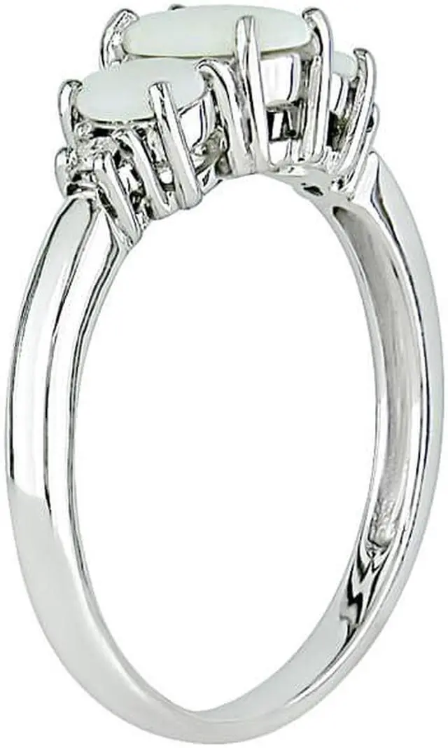 Alt view image 2 of 4 - 2/5 Carat (ctw) Lab-Created Opal Three Stone Ring in 10K White Gold