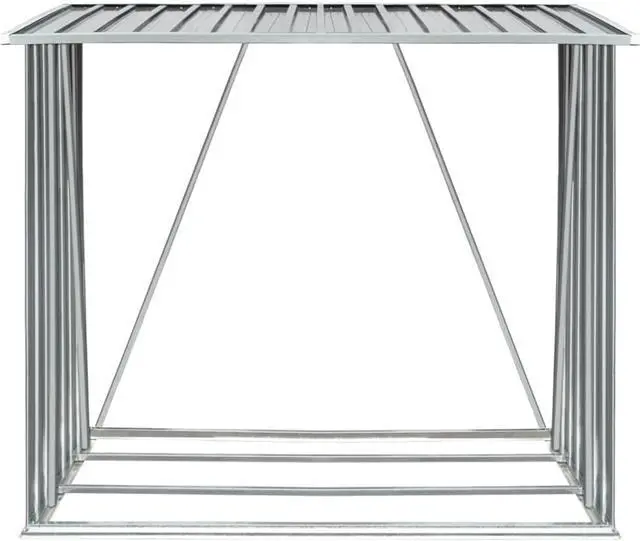 Alt view image 3 of 11 - vidaXL Firewood Rack Log Storage Holder Stand with Roof Galvanized Steel 64.2"