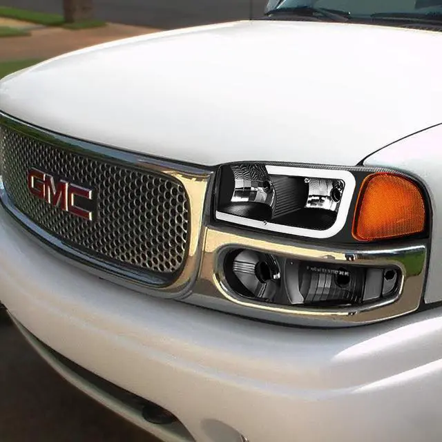 Alt view image 7 of 7 - DNA Motoring HL-LB2-DAN99-BK-AM For 2000 to 2006 GMC Yukon XL Sierra Denali Model 3D LED DRL Headlight+Turn Signal Bumper Lamps Black Housing Amber Corner 01 02 03 04 05