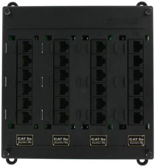 Main image of leviton 476tm524 twist and mount patch panel with 24 cat 5e ports