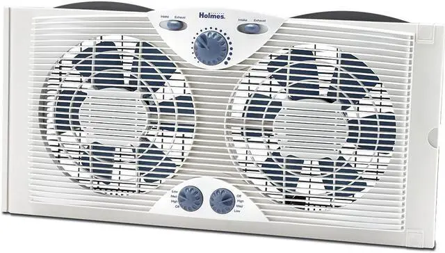 Alt view image 3 of 6 - Holmes HAWF2041 Dual Blade Window Fan with Comfort Control Thermostat, White