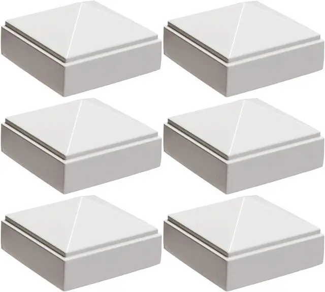 Main image of 2" x 2" Aluminium Pyramid Post Cap for Metal Posts - Pressure Fit - White (6 Pack)