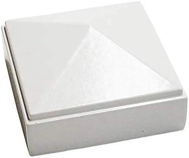 Alt view image 3 of 5 - 2" x 2" Aluminium Pyramid Post Cap for Metal Posts - Pressure Fit - White (6 Pack)