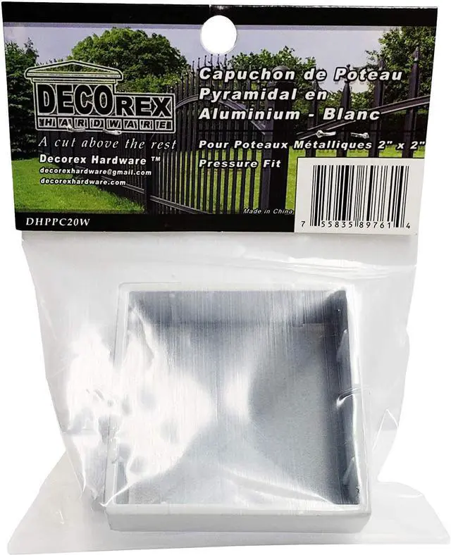Alt view image 5 of 5 - 2" x 2" Aluminium Pyramid Post Cap for Metal Posts - Pressure Fit - White (6 Pack)