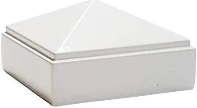 Alt view image 2 of 5 - 2" x 2" Aluminium Pyramid Post Cap for Metal Posts - Pressure Fit - White (6 Pack)