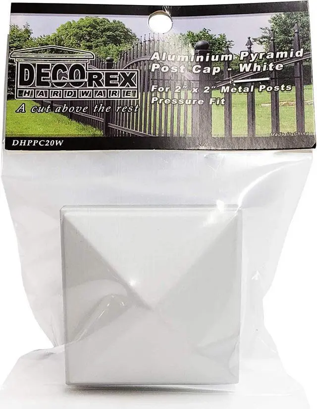 Alt view image 4 of 5 - 2" x 2" Aluminium Pyramid Post Cap for Metal Posts - Pressure Fit - White (6 Pack)