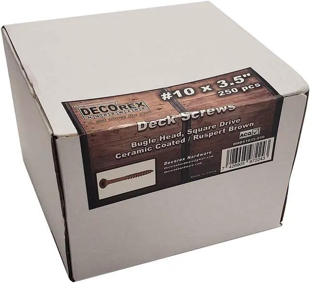 Alt view image 4 of 4 - #10 x 3 1/2" Deck Screws | Square Drive | Bugle Head | Brown Ruspert | 250pcs Box