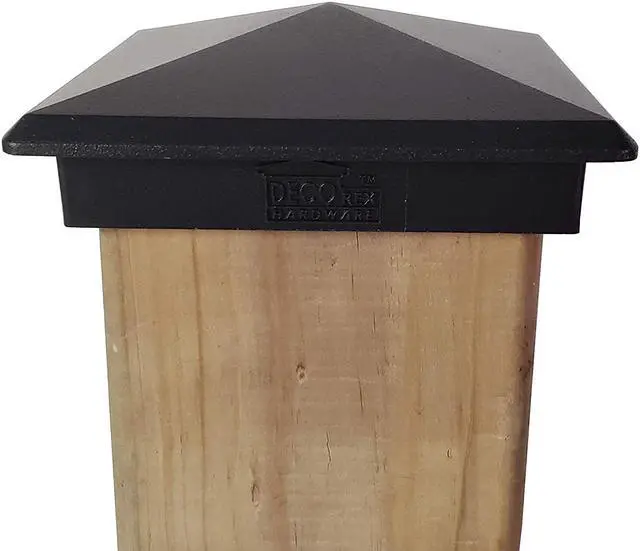 Alt view image 7 of 7 - True 4.0" x 4.0" Heavy Duty Aluminium Pyramid Post Cap for Actual 4" x 4" Wood Posts - Black