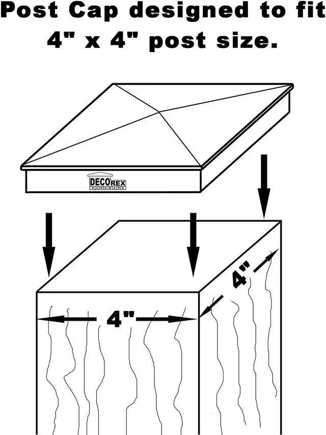 Alt view image 2 of 7 - True 4.0" x 4.0" Heavy Duty Aluminium Pyramid Post Cap for Actual 4" x 4" Wood Posts - Black