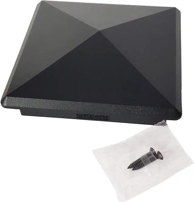 Alt view image 3 of 7 - True 4.0" x 4.0" Heavy Duty Aluminium Pyramid Post Cap for Actual 4" x 4" Wood Posts - Black