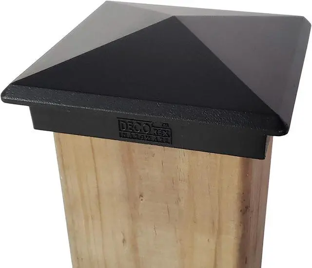 Alt view image 5 of 7 - True 4.0" x 4.0" Heavy Duty Aluminium Pyramid Post Cap for Actual 4" x 4" Wood Posts - Black