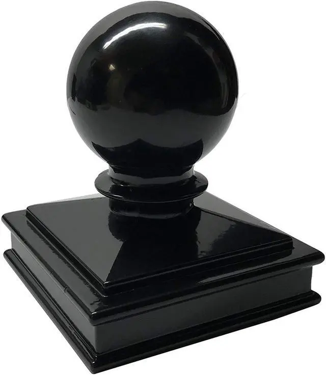 Main image of Decorex Hardware 3" x 3" Aluminium Ball Top Post Cap for Metal Posts - Pressure Fit - Black