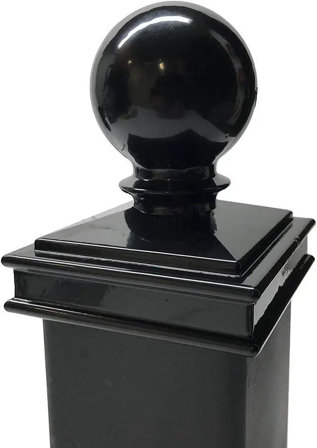 Alt view image 2 of 7 - Decorex Hardware 3" x 3" Aluminium Ball Top Post Cap for Metal Posts - Pressure Fit - Black