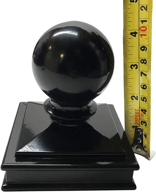 Alt view image 4 of 7 - Decorex Hardware 3" x 3" Aluminium Ball Top Post Cap for Metal Posts - Pressure Fit - Black