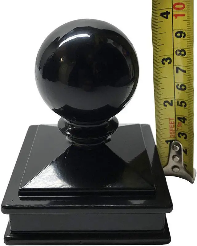 Alt view image 2 of 7 - Decorex Hardware 2.5" x 2.5" Aluminium Ball Top Post Cap for Metal Posts - Pressure Fit - Black
