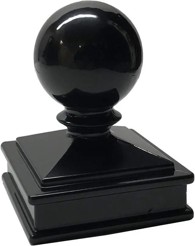 Main image of Decorex Hardware 2.5" x 2.5" Aluminium Ball Top Post Cap for Metal Posts - Pressure Fit - Black