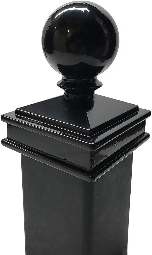 Alt view image 3 of 7 - Decorex Hardware 2.5" x 2.5" Aluminium Ball Top Post Cap for Metal Posts - Pressure Fit - Black