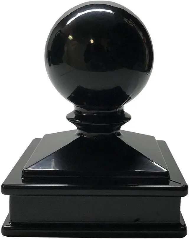 Alt view image 6 of 7 - Decorex Hardware 2.5" x 2.5" Aluminium Ball Top Post Cap for Metal Posts - Pressure Fit - Black