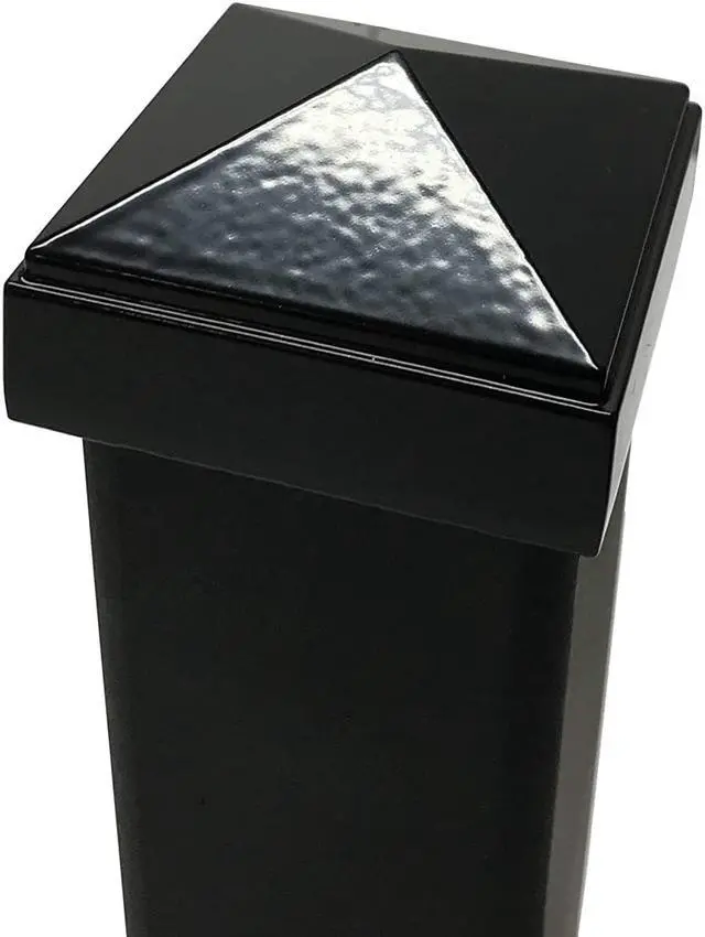 Alt view image 3 of 7 - Decorex Hardware 2" x 2" Aluminium Pyramid Post Cap for Metal Posts - Pressure Fit - Black