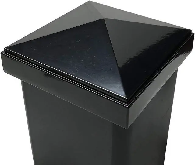 Alt view image 2 of 7 - Decorex Hardware 4" x 4" Aluminium Pyramid Post Cap for Metal Posts - Pressure Fit - Black