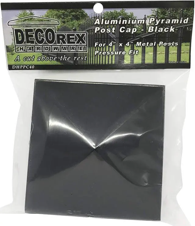 Alt view image 6 of 7 - Decorex Hardware 4" x 4" Aluminium Pyramid Post Cap for Metal Posts - Pressure Fit - Black